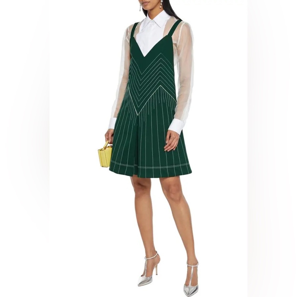 Valentino Garavani Green Pleated Strappy Dress